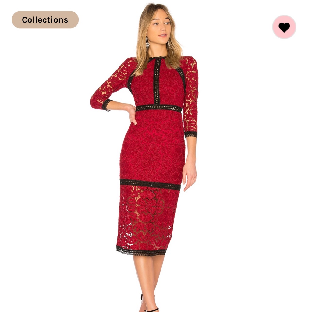 Alexis Randie Lace Midi Dress In Red